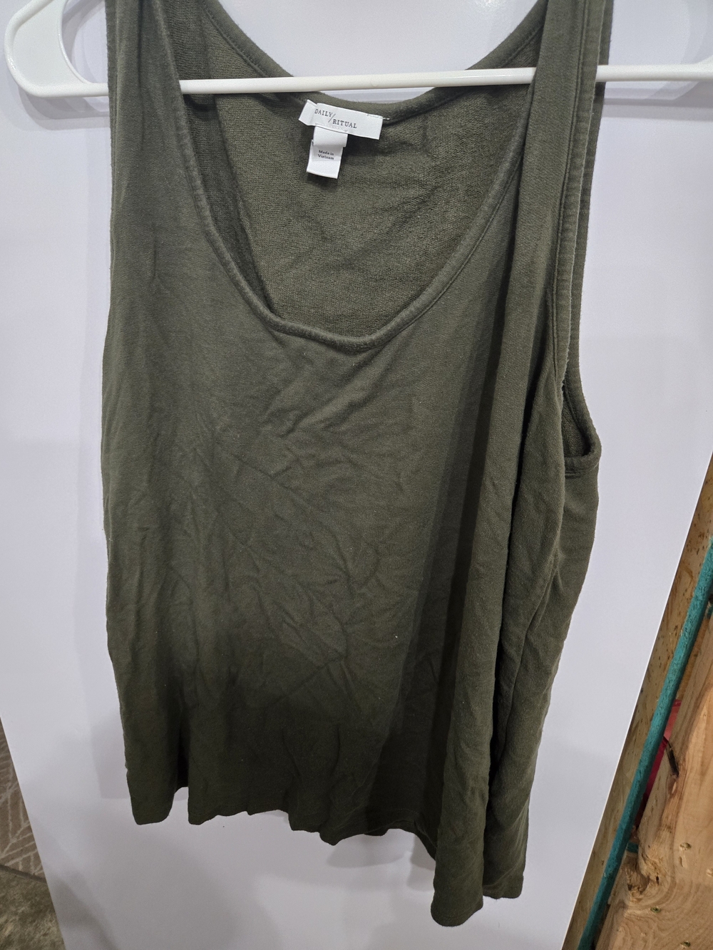 Daily Ritual Olive Scoop Neck Tank Top